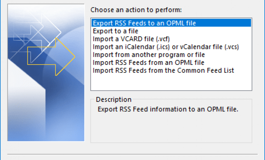 Export RSS Feeds in Outlook