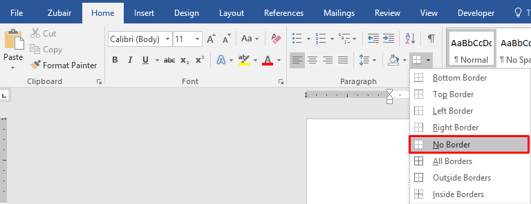microsoft word delete lines across page