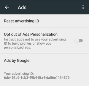 Turn off ads personalization