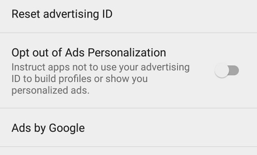 Turn off ads personalization