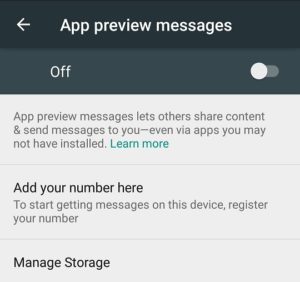 Turn off app preview messages