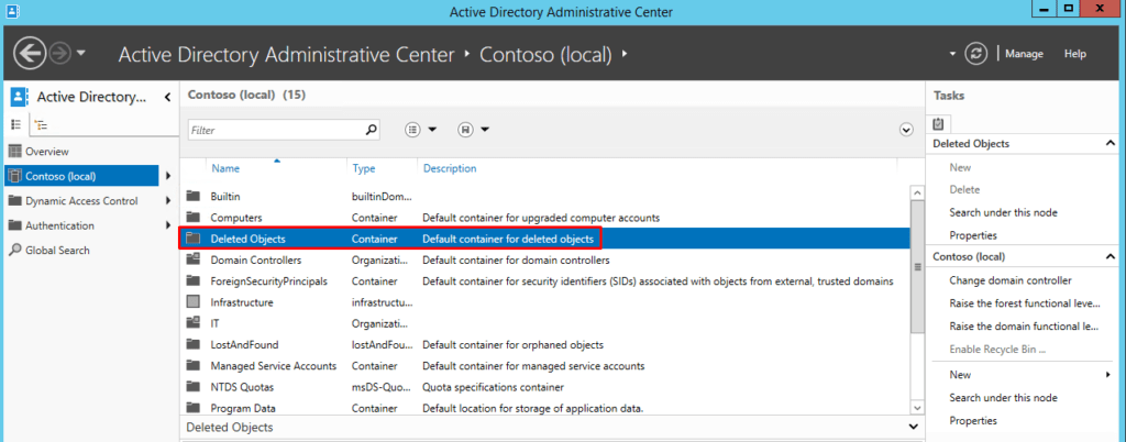 Enabling the Active Directory Recycle Bin in Windows Server 2016 ...