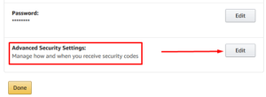 Amazon Account Advanced Settings