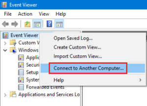 Event Viewer - Connect to another computer