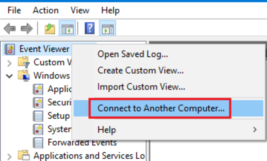 Event Viewer - Connect to another computer