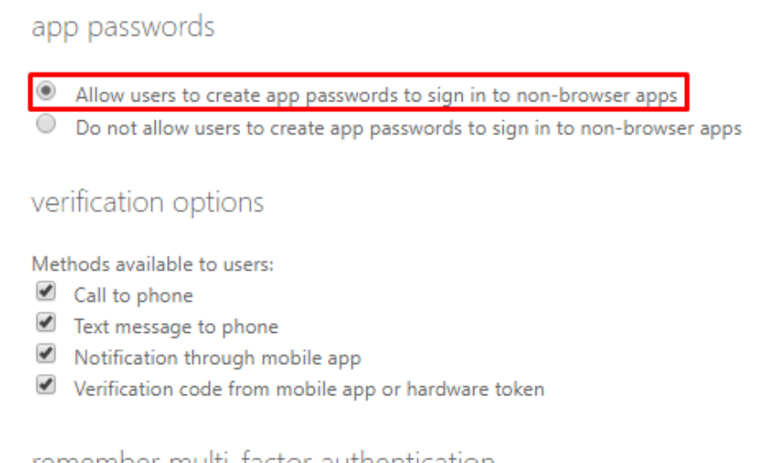 Allow users to create app passwords