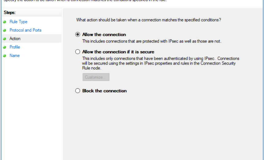 Windows Firewall - Allow Connection