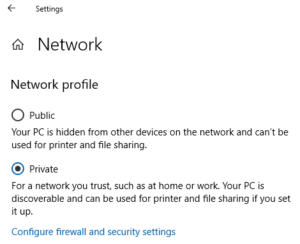 Network Profiles - Public and Private