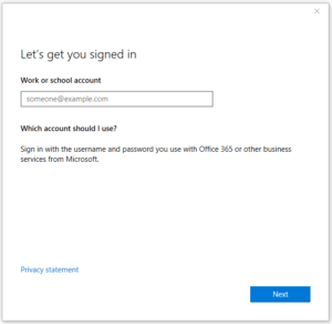 Sign-In Using Your Work or School Account