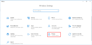 Windows 10 Privacy Section