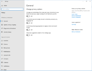 Windows 10 Privacy Settings