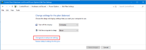 Change Advanced Power Settings