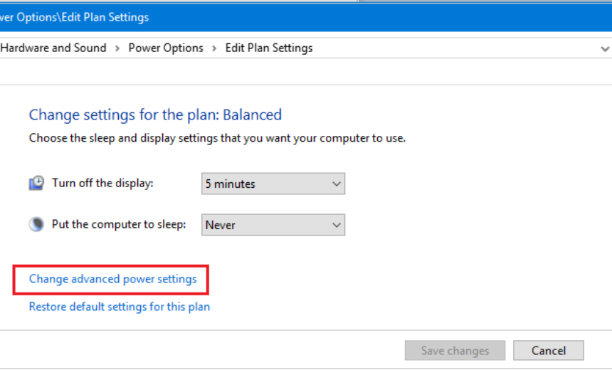 Change Advanced Power Settings