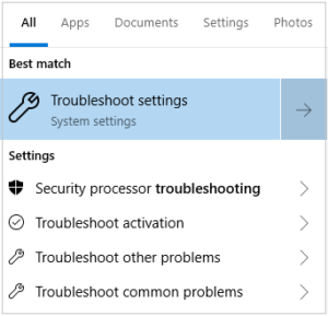 Troubleshoot settings