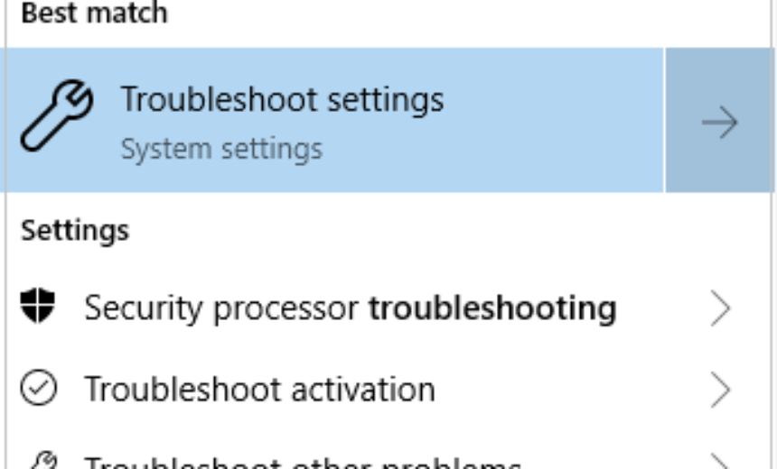 Troubleshoot settings