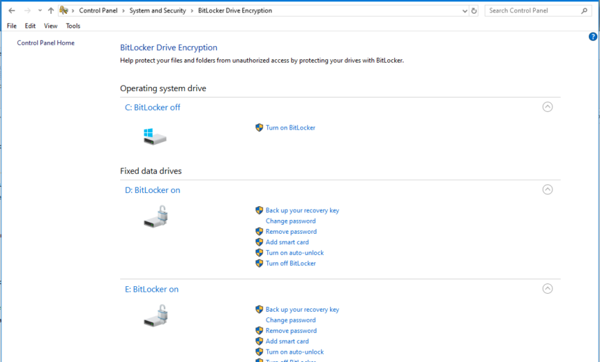 Windows 10 BitLocker