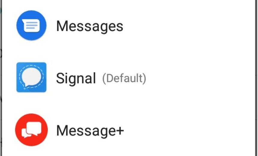Options for selecting another messaging app