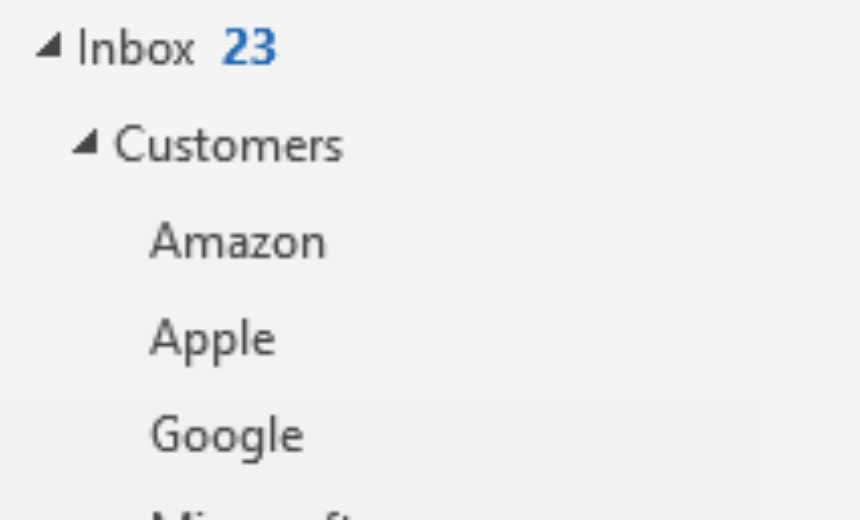 Example of Outlook Folders
