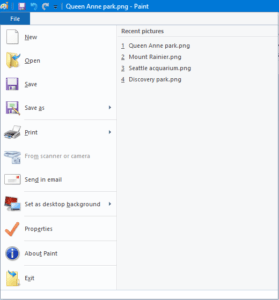 Recent Pictures List in Microsoft Paint