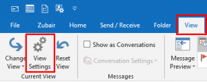 View Settings in Microsoft Outlook