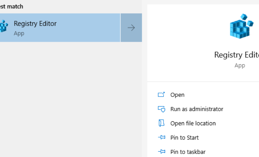 Windows 10 registry editor