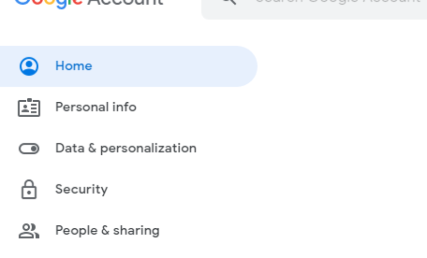 Google Account Categories