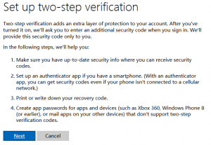 Set up two-step verification