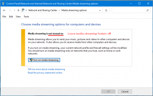 Media Streaming in Windows 10