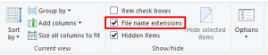 Show file name extensions