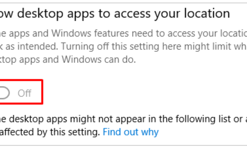 Allow desktop apps to access your location