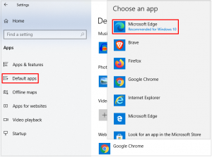 Make Edge the default browser