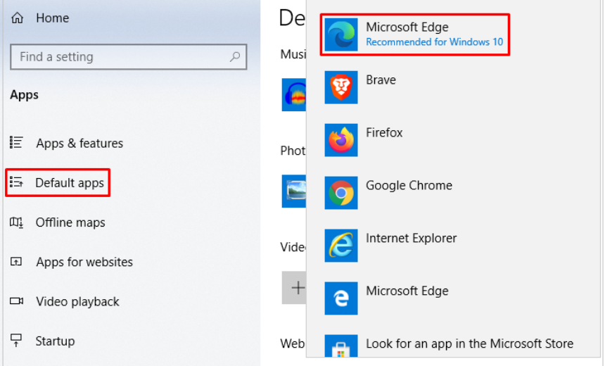 Make Edge the default browser