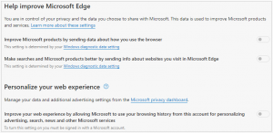 Edge privacy settings