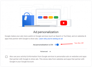 Turn of Ad Personalization