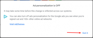 Ad personalization is off