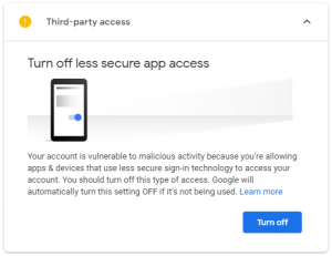 Turn off secure app access