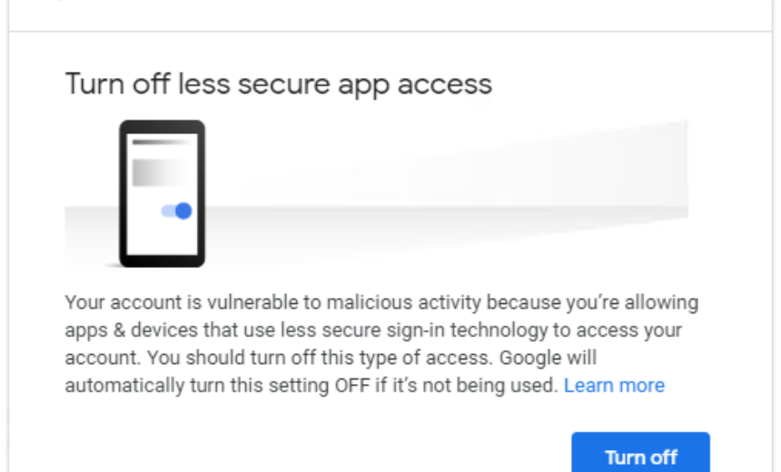 Turn off secure app access