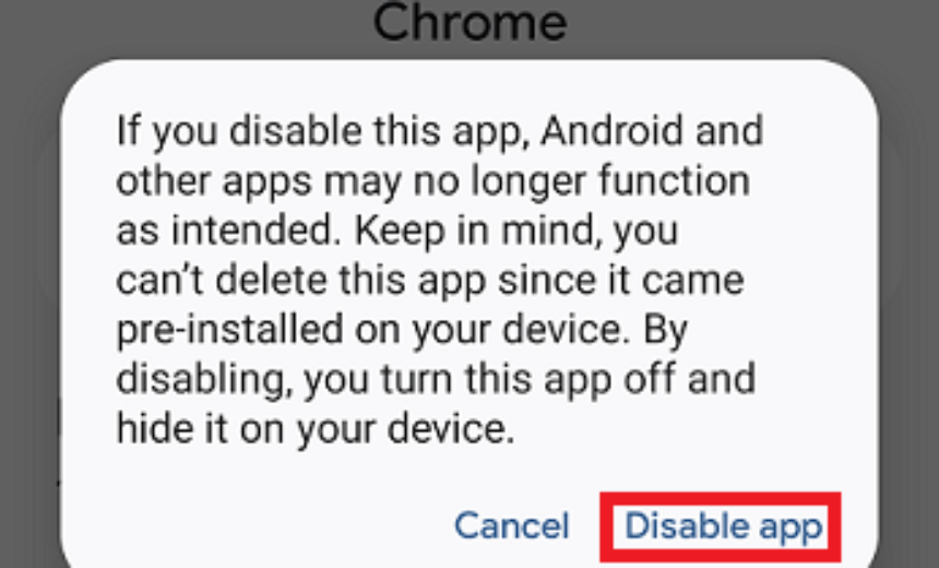 Hide Chrome app on Android