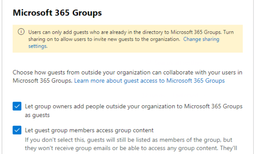 Configure Microsoft 365 Groups for guest access