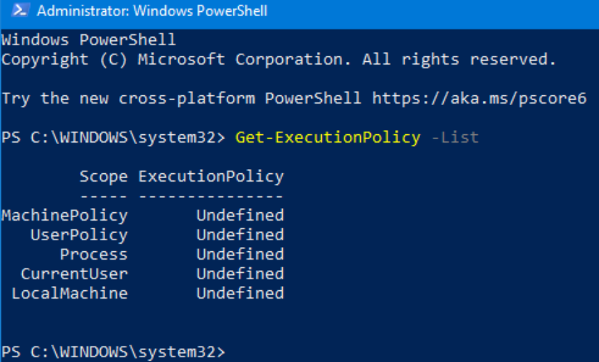 Get-ExecutionPolicy -List