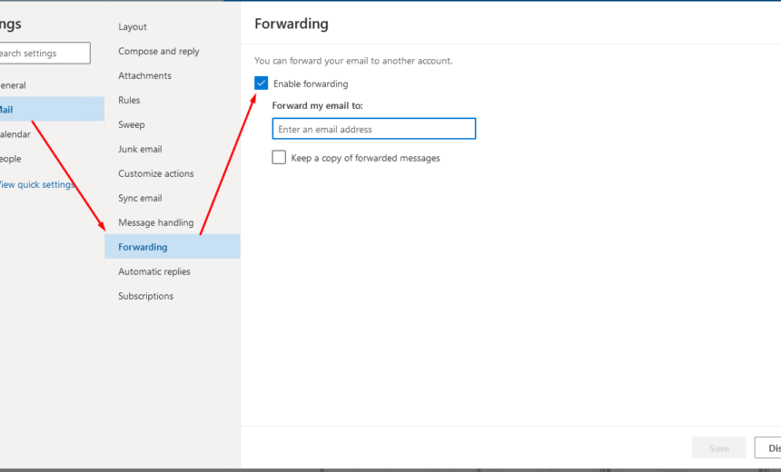 Enable forwarding in Outlook.com