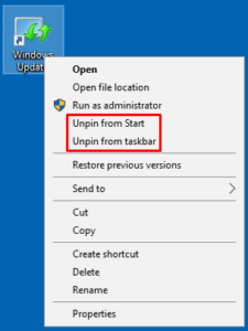 Unpin from Start and Taskbar